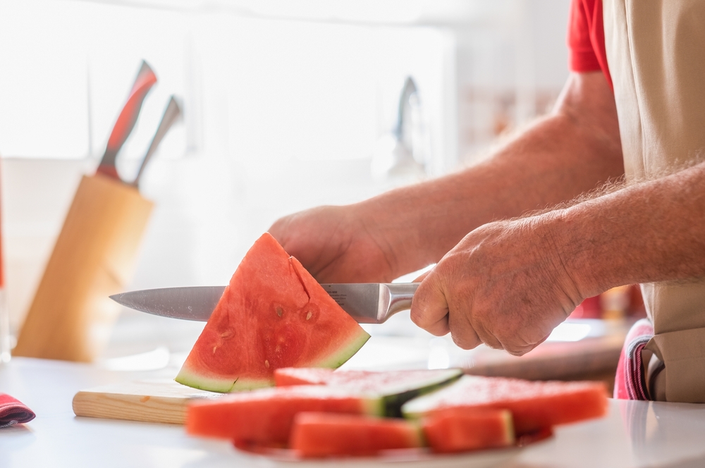 Watermelon being cut